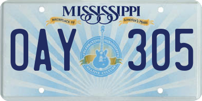 MS license plate OAY305