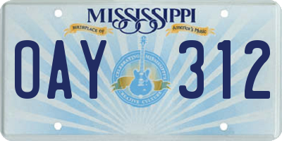 MS license plate OAY312