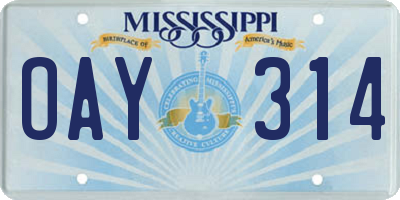 MS license plate OAY314