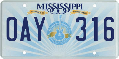 MS license plate OAY316