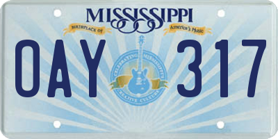 MS license plate OAY317