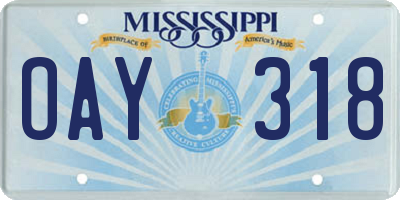 MS license plate OAY318