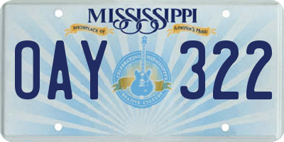 MS license plate OAY322