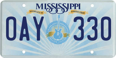 MS license plate OAY330