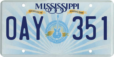 MS license plate OAY351