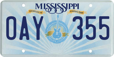 MS license plate OAY355