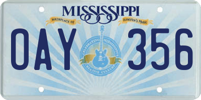 MS license plate OAY356