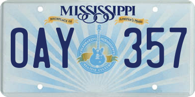 MS license plate OAY357