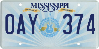 MS license plate OAY374