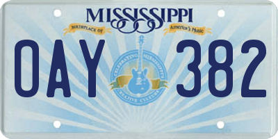 MS license plate OAY382