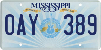 MS license plate OAY389