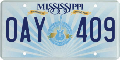 MS license plate OAY409