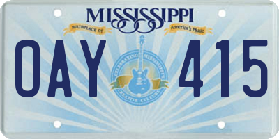 MS license plate OAY415