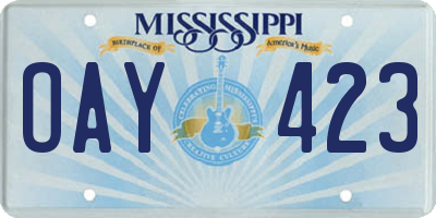 MS license plate OAY423