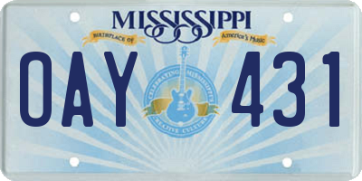 MS license plate OAY431