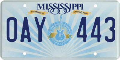MS license plate OAY443