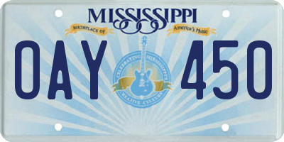 MS license plate OAY450
