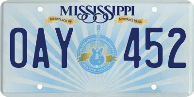 MS license plate OAY452