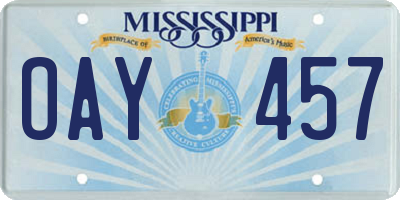MS license plate OAY457