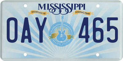 MS license plate OAY465