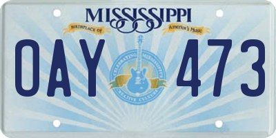 MS license plate OAY473