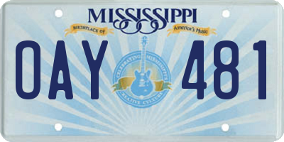 MS license plate OAY481