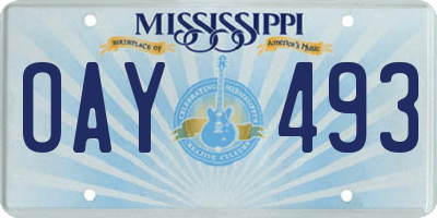 MS license plate OAY493