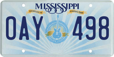 MS license plate OAY498