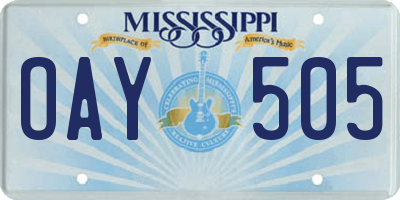 MS license plate OAY505