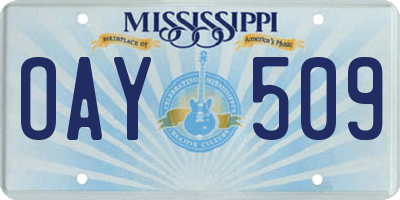 MS license plate OAY509