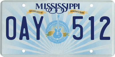MS license plate OAY512