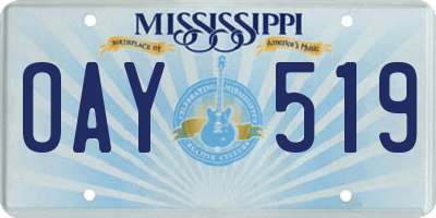 MS license plate OAY519