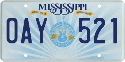 MS license plate OAY521