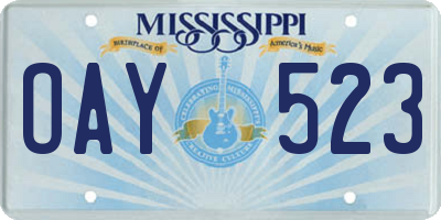 MS license plate OAY523