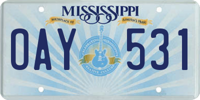 MS license plate OAY531