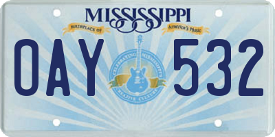 MS license plate OAY532