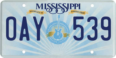 MS license plate OAY539