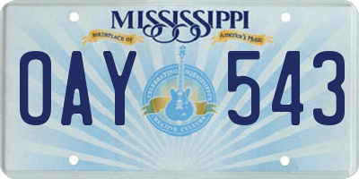 MS license plate OAY543