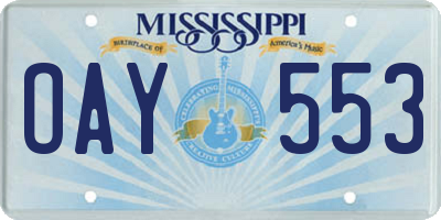 MS license plate OAY553