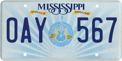 MS license plate OAY567