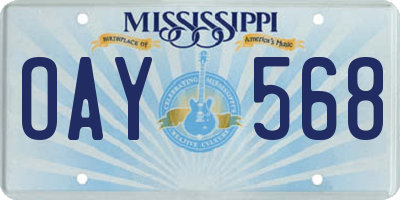 MS license plate OAY568