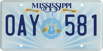 MS license plate OAY581