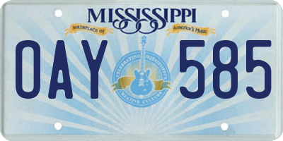 MS license plate OAY585