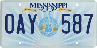 MS license plate OAY587