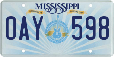 MS license plate OAY598
