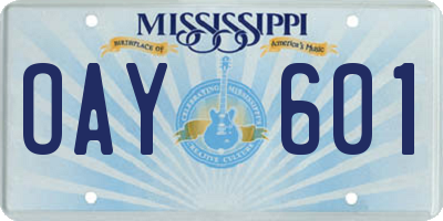 MS license plate OAY601