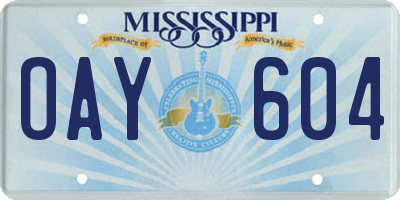 MS license plate OAY604