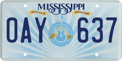 MS license plate OAY637