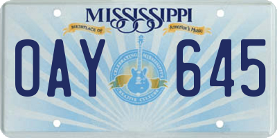 MS license plate OAY645