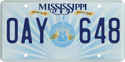 MS license plate OAY648